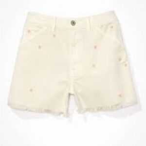 American Eagle Outfitters Highest Waist Boyfriend Embroidered Denim Short, 4